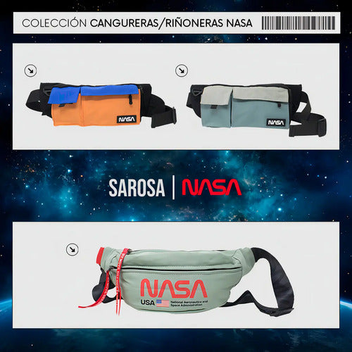 Cangurera Naranja Sarosa Nasa Hombre 5 Compartimentos Nylon Hebilla