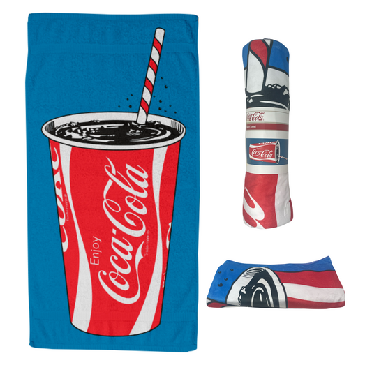 Toalla Azul Coca Cola Microfibra