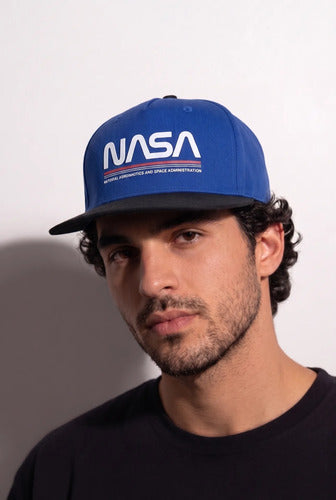Gorra NASA Licencia Oficial Azul Unitalla Rey Logo Blanco Lisa