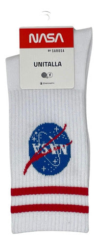 Calcetín NASA Licencia Oficial BLANCO Unitalla Calcetines Comodos