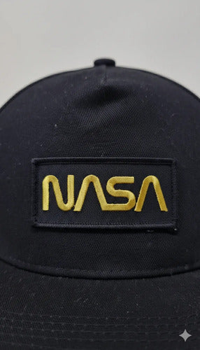 Gorra Oficial Nasa 100% Algodón Bordada Ajustable Unisex Negro Con Amarillo Única