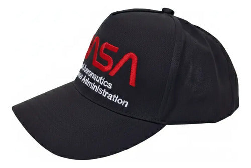Gorra Oficial Nasa 100% Algodón Bordada Ajustable Unisex Negro Con Rojo Única