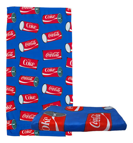 Toalla Coca Cola De Microfibra Absorbente Playa 180x100 Cm Color Azul Marino Lisa Liso