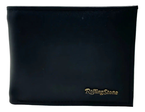 Billetera Sarosa Rolling Stone Piel Bovina Negra Hombre Elegante Negro