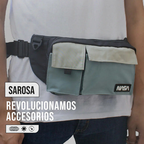 Cangurera NASA Licencia Oficial GRIS Riñonera Deportiva Hombre