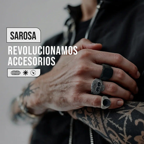 Anillo Rolling Stone Licencia Oficial NEGRO / DORADO Acero Inoxidable