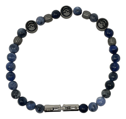 Pulsera Sarosa Hombre Acero Inoxidable Azul Gris Cierre A Presión