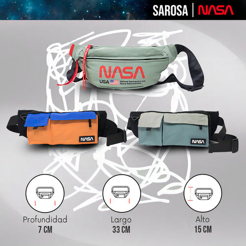 Cangurera Naranja Sarosa Nasa Hombre 5 Compartimentos Nylon Hebilla