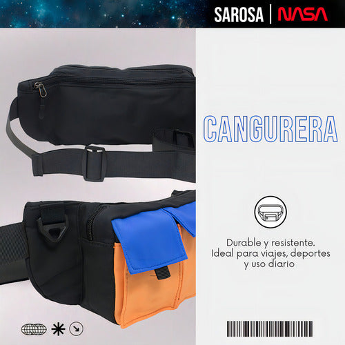 Cangurera NASA Licencia Oficial NARANJA Anaranjado 5 Compartimentos