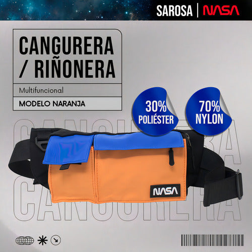 Cangurera Naranja Sarosa Nasa Hombre 5 Compartimentos Nylon Hebilla