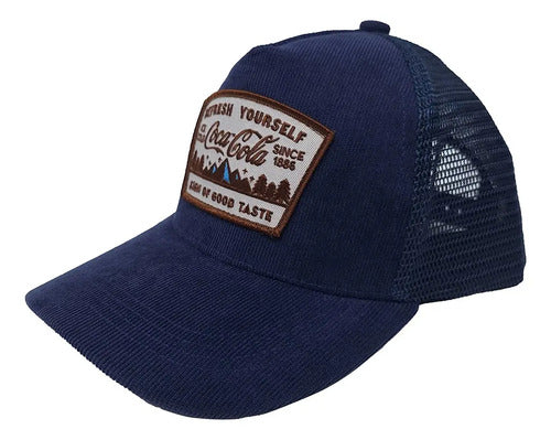 Gorra Trucker De Pana 100% Algodón Unisex Bordado Azul Oscuro Unitalla
