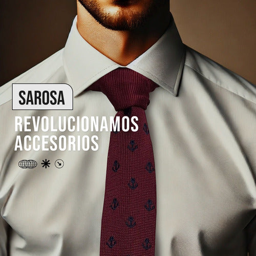 Corbata Sarosa VINO Tinto Tejida Vestir Moda Hombre Poliéster