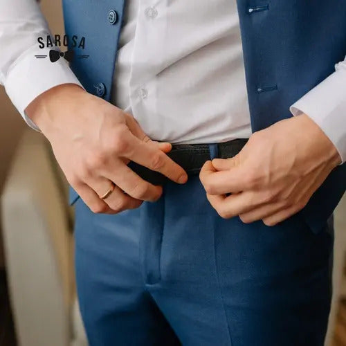 Cinturón Strech Trenzado Elástico Calidad Premium Unitalla Color Azul Oscuro