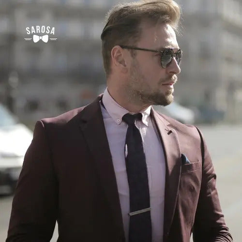 Corbata Tejida Sarosa Slim 6cm Roja Poliéster Premium Hombre Rojo Strong