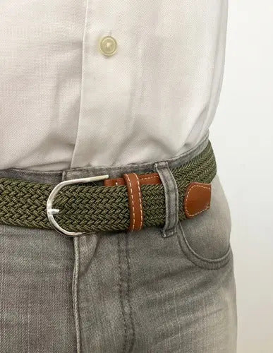 Cinturón Sarosa Verde Unitalla Strech Trenzado Elástico Calidad
