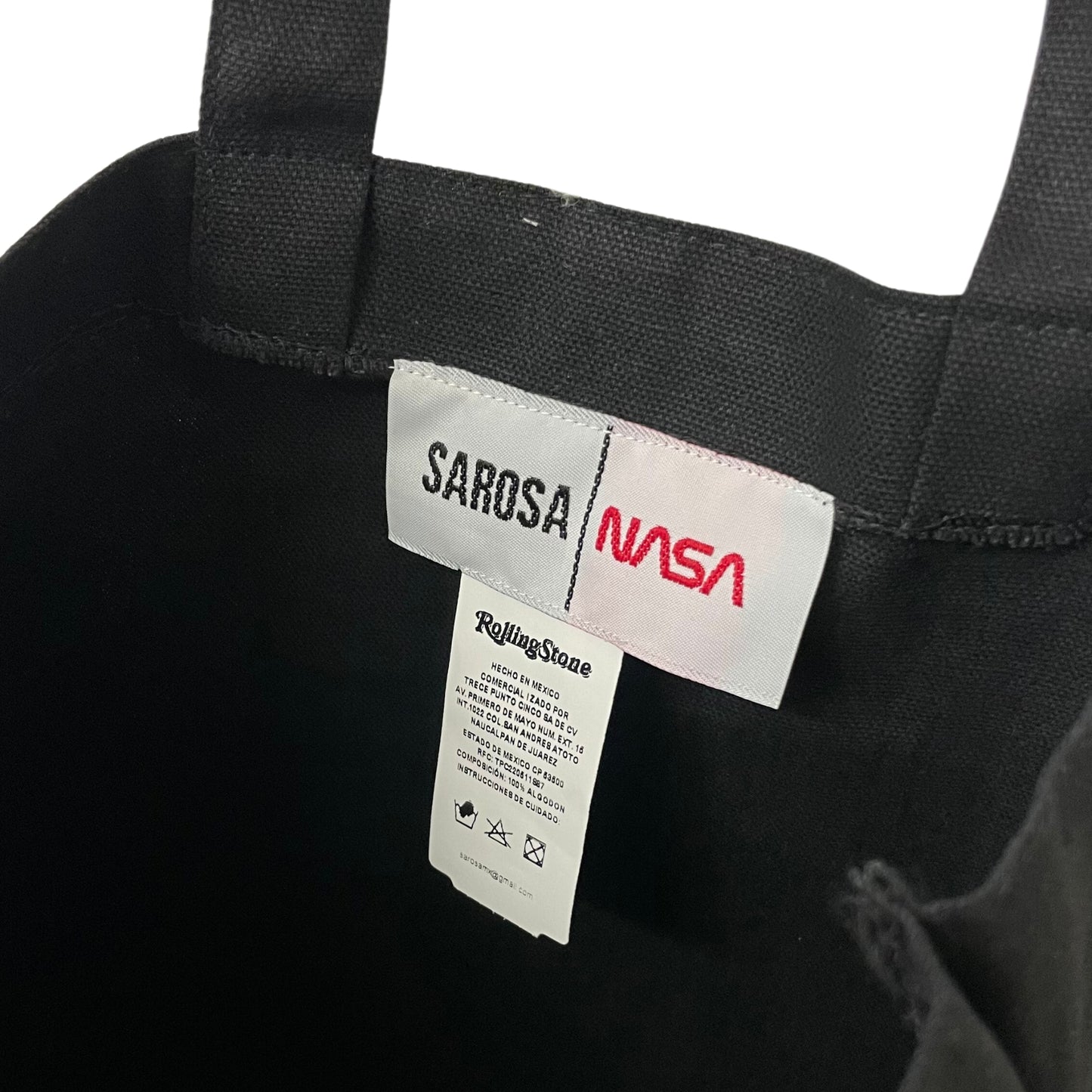 Bolsa Nasa Tote Bag Negro 100% Algodón